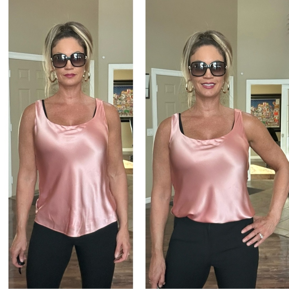 Lafayette 148 New York pink 100% silk camisole tank top blouse Sz 12 NWOT classy